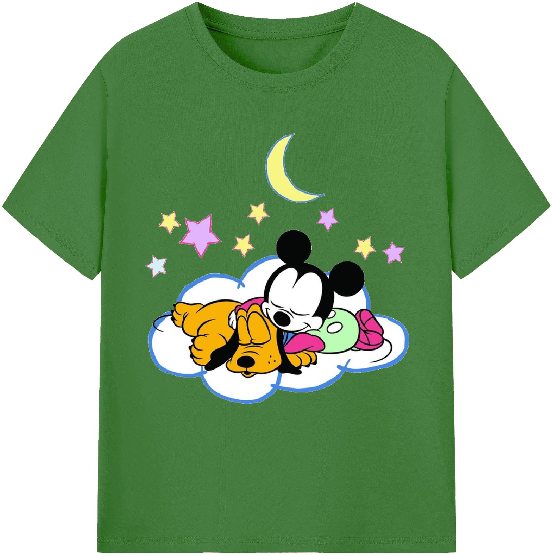 （画像用） ミッキーマウス Mickey Mouse レディースカジュアルプリントTシャツ（綿100％）